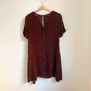 Vintage Style Women's Brown and Burgundy Dress